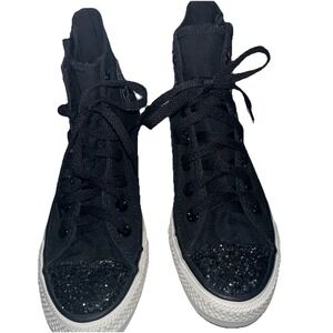 Converse CT All Star High Hi Top Shoes Women Black Sparkle Zip 545056C Size 7